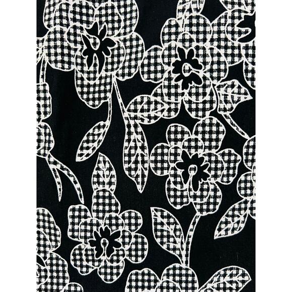 Size 6 ELLIOTT LAUREN Lightweight Black & White Flower Checked Sleeveless Dress - Picture 5 of 7